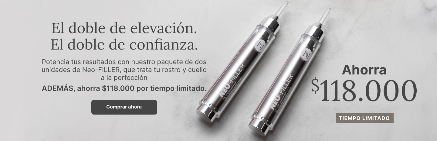 A 2-pack of Neo-FILLER tubes. Accompanying text mentions supercharging your skincare results with the Neo-FILLER 2-pack. Plus, save $51 for a limited time.